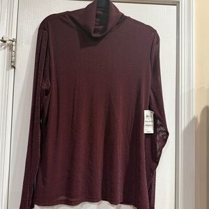 INC International Concepts Burgundy Shimmer Turtleneck XXL